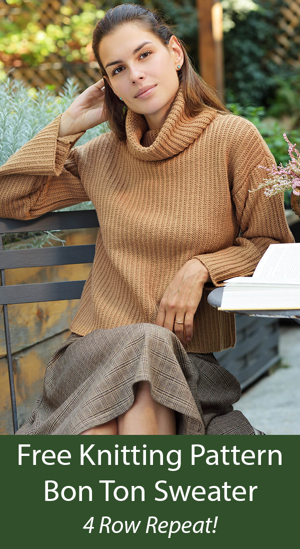 Bon Ton Sweater Free Knitting Pattern 4 Row Repeat