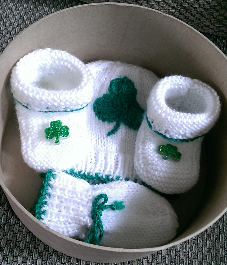 Free Knitting Pattern for Lucky Baby Shamrock Set