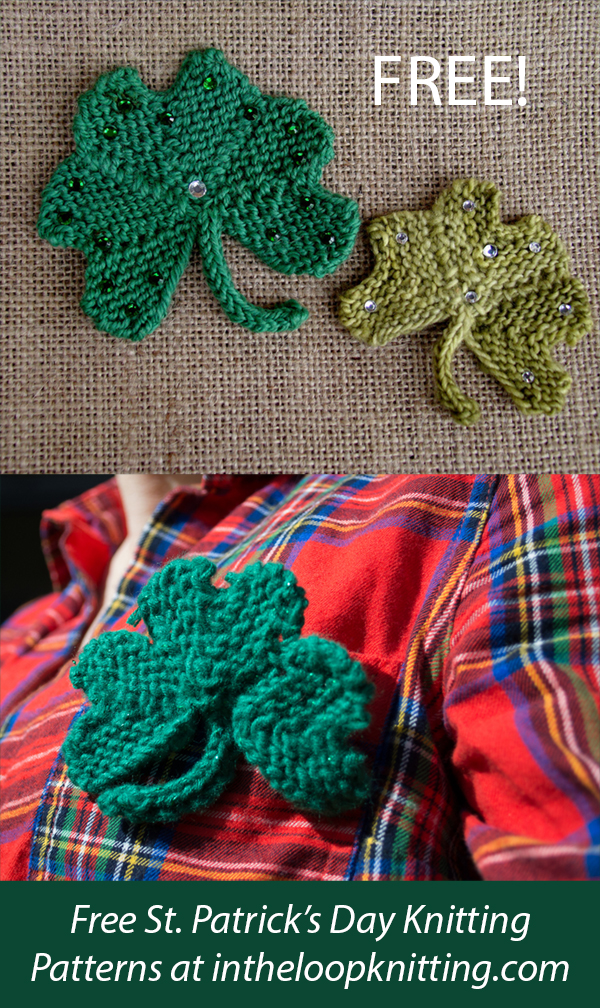 Free Shamrock Knitting Pattern Mitered Leaf Shamrocks