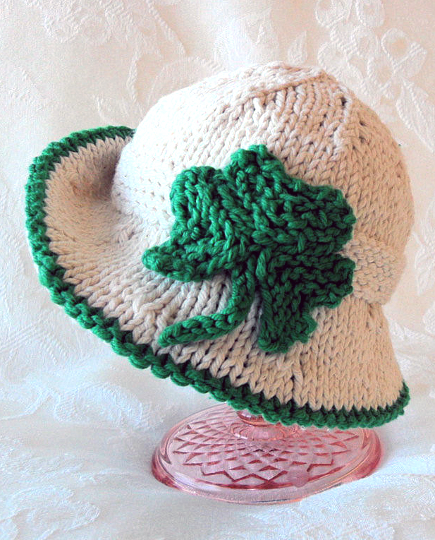 Knitting Pattern for Shamrock Baby Hat