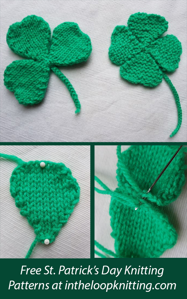 Free Shamrock and Four Leaf Clover Knitting Pattern