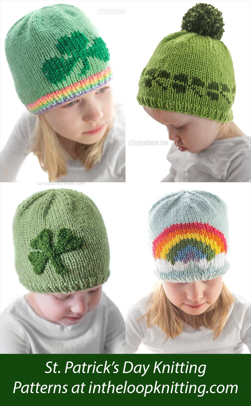 St. Patrick's Day Baby Hat Knitting Patterns Shamrocks Rainbow