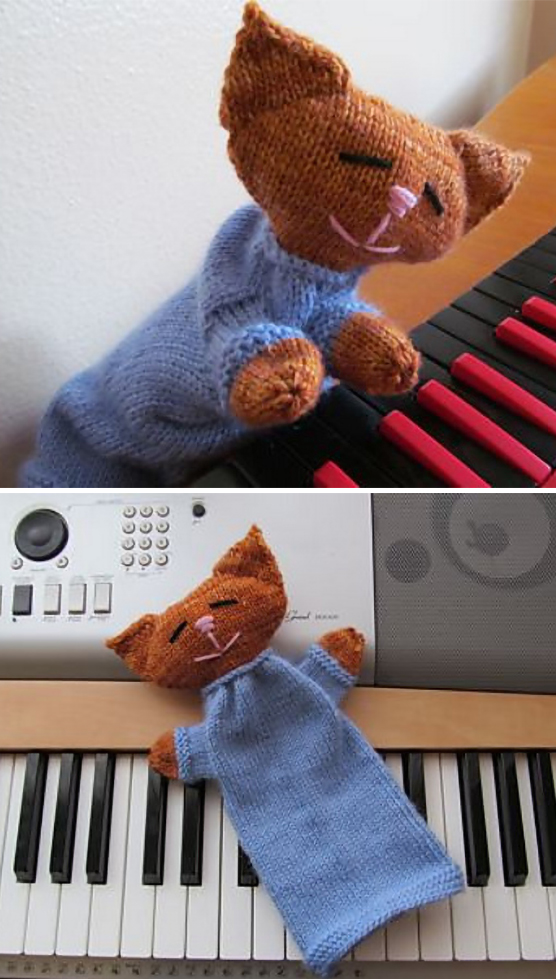 Free Knitting Pattern for Keyboard Cat Puppet