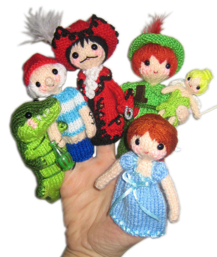 Knitting Pattern for Peter Pan Finger Puppets