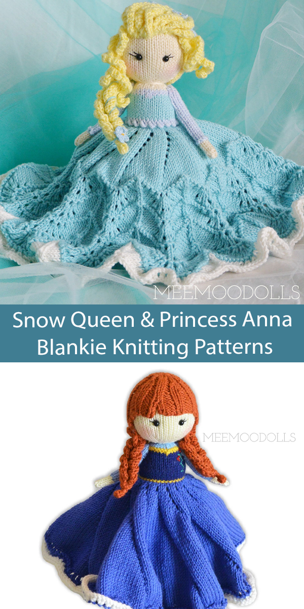Snow Queen & Princess Anna Blankie Knitting Patterns Frozen Inspired Toys